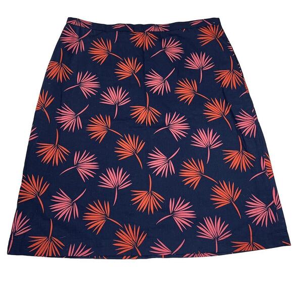 Boden Scattered Holiday Palm A-Line Skirt 22” Length Navy/Pink/Orange Size 8R - Picture 2 of 11